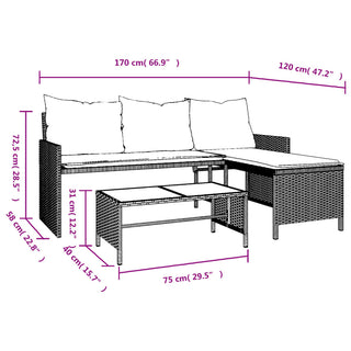 vidaXL Garden Sofa with Table and Cushions L-Shaped Light Grey Poly Rattan - 365577 - Sofa In Store