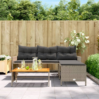 vidaXL Garden Sofa with Table and Cushions L-Shaped Grey Poly Rattan - 365582 - Sofa In Store