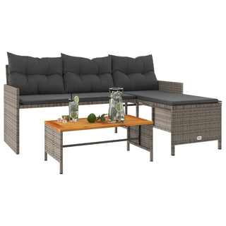 vidaXL Garden Sofa with Table and Cushions L-Shaped Grey Poly Rattan - 365582 - Sofa In Store