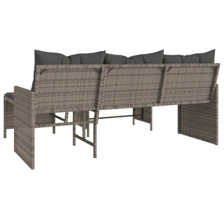vidaXL Garden Sofa with Table and Cushions L-Shaped Grey Poly Rattan - 365582 - Sofa In Store