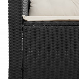 vidaXL 5 Piece Garden Sofa Set with Cushions Black Poly Rattan Acacia - 3213537 - Sofa In Store