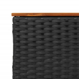 vidaXL 5 Piece Garden Sofa Set with Cushions Black Poly Rattan Acacia - 3213537 - Sofa In Store