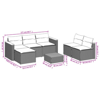 vidaXL 5 Piece Garden Sofa Set with Cushions Grey Poly Rattan Acacia - 3213538 - Sofa In Store