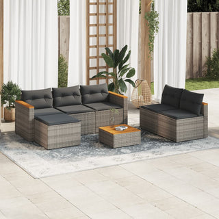 vidaXL 5 Piece Garden Sofa Set with Cushions Grey Poly Rattan Acacia - 3213538 - Sofa In Store