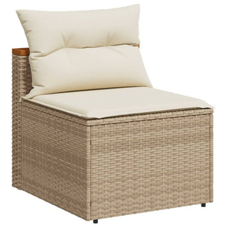 vidaXL 5 Piece Garden Sofa Set with Cushions Beige Poly Rattan Acacia - 3213539 - Sofa In Store