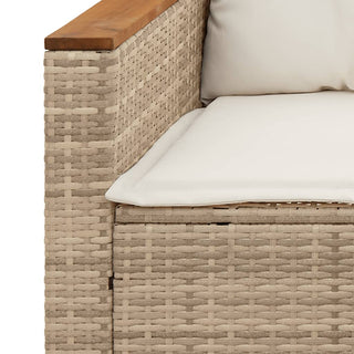 vidaXL 5 Piece Garden Sofa Set with Cushions Beige Poly Rattan Acacia - 3213539 - Sofa In Store