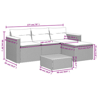 vidaXL 5 Piece Garden Sofa Set with Cushions Beige Poly Rattan Acacia - 3213539 - Sofa In Store