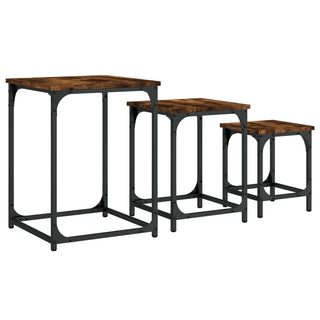 vidaXL Nesting Coffee Tables 3 pcs Smoked Oak Engineered Wood - 838925 - Sofa In Store