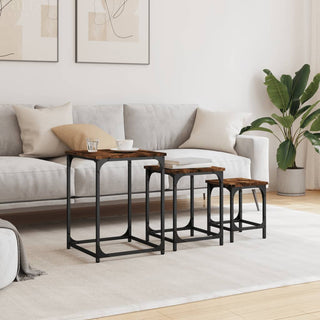 vidaXL Nesting Coffee Tables 3 pcs Smoked Oak Engineered Wood - 838925 - Sofa In Store