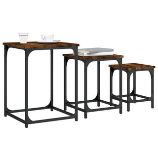 vidaXL Nesting Coffee Tables 3 pcs Smoked Oak Engineered Wood - 838925 - Sofa In Store
