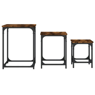 vidaXL Nesting Coffee Tables 3 pcs Smoked Oak Engineered Wood - 838925 - Sofa In Store