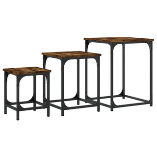 vidaXL Nesting Coffee Tables 3 pcs Smoked Oak Engineered Wood - 838925 - Sofa In Store