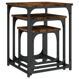 vidaXL Nesting Coffee Tables 3 pcs Smoked Oak Engineered Wood - 838925 - Sofa In Store