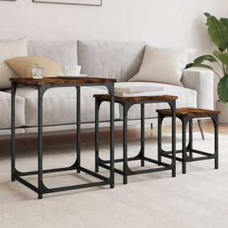 vidaXL Nesting Coffee Tables 3 pcs Smoked Oak Engineered Wood - 838925 - Sofa In Store