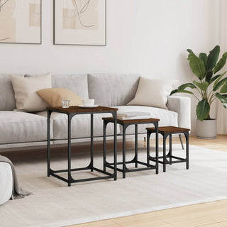 vidaXL Nesting Coffee Tables 3 pcs Brown Oak Engineered Wood - 838927 - Sofa In Store