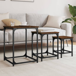 vidaXL Nesting Coffee Tables 3 pcs Brown Oak Engineered Wood - 838927 - Sofa In Store