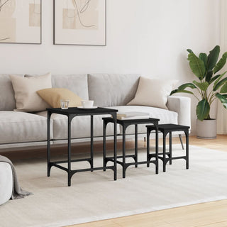 vidaXL Nesting Coffee Tables 3 pcs Black Engineered Wood - 838928 - Sofa In Store