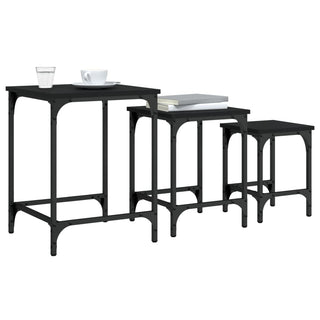 vidaXL Nesting Coffee Tables 3 pcs Black Engineered Wood - 838928 - Sofa In Store