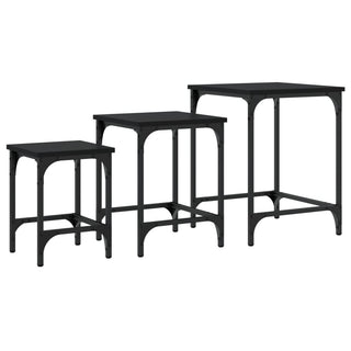vidaXL Nesting Coffee Tables 3 pcs Black Engineered Wood - 838928 - Sofa In Store
