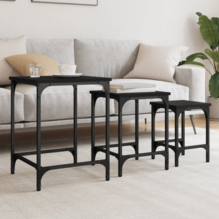 vidaXL Nesting Coffee Tables 3 pcs Black Engineered Wood - 838928 - Sofa In Store