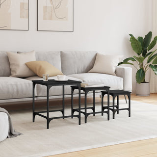 vidaXL Nesting Coffee Tables 3 pcs Black Engineered Wood - 838933 - Sofa In Store