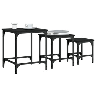 vidaXL Nesting Coffee Tables 3 pcs Black Engineered Wood - 838933 - Sofa In Store