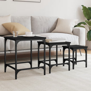 vidaXL Nesting Coffee Tables 3 pcs Black Engineered Wood - 838933 - Sofa In Store