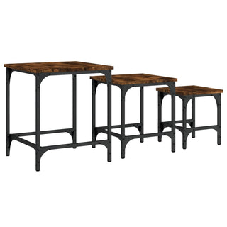 vidaXL Nesting Coffee Tables 3 pcs Smoked Oak Engineered Wood - 838935 - Sofa In Store
