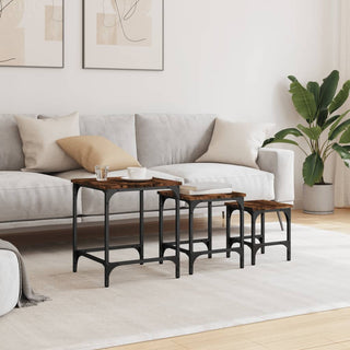 vidaXL Nesting Coffee Tables 3 pcs Smoked Oak Engineered Wood - 838935 - Sofa In Store