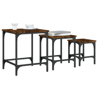 vidaXL Nesting Coffee Tables 3 pcs Smoked Oak Engineered Wood - 838935 - Sofa In Store