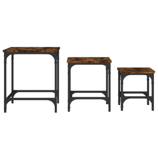 vidaXL Nesting Coffee Tables 3 pcs Smoked Oak Engineered Wood - 838935 - Sofa In Store