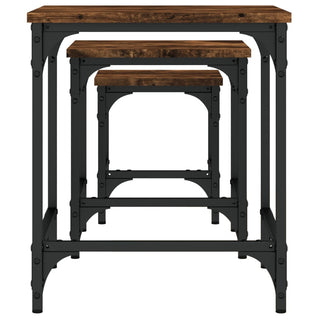 vidaXL Nesting Coffee Tables 3 pcs Smoked Oak Engineered Wood - 838935 - Sofa In Store