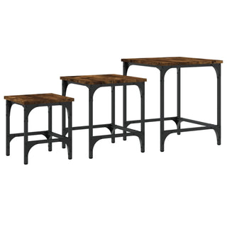 vidaXL Nesting Coffee Tables 3 pcs Smoked Oak Engineered Wood - 838935 - Sofa In Store