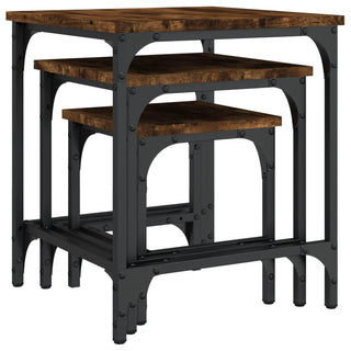 vidaXL Nesting Coffee Tables 3 pcs Smoked Oak Engineered Wood - 838935 - Sofa In Store