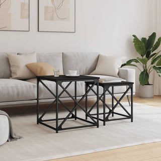 vidaXL Nesting Coffee Tables 2 pcs Black Engineered Wood - 838943 - Sofa In Store