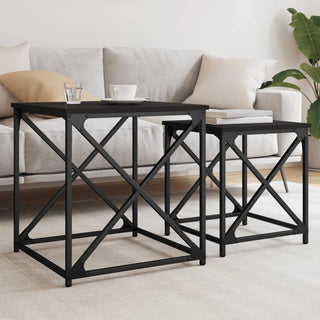vidaXL Nesting Coffee Tables 2 pcs Black Engineered Wood - 838943 - Sofa In Store