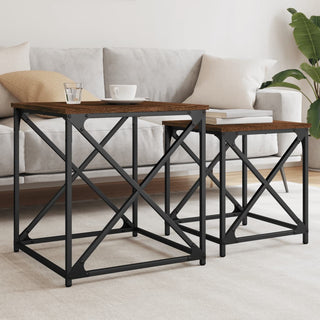 vidaXL Nesting Coffee Tables 2 pcs Brown Oak Engineered Wood - 838947 - Sofa In Store