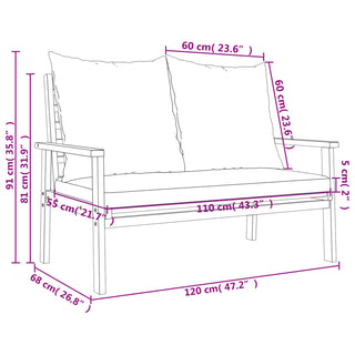 vidaXL Garden Sofa Bench 120 cm with Cushion Solid Wood Acacia - 366378 - Sofa In Store