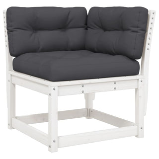 vidaXL Garden Sofa Corner with Cushions White 73x73x78 cm Solid Wood Pine - Sofa In Store