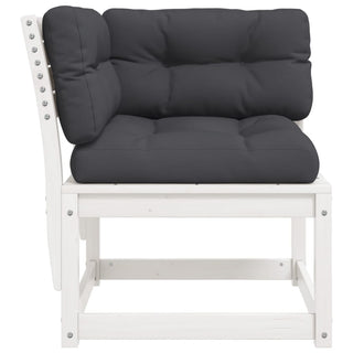 vidaXL Garden Sofa Corner with Cushions White 73x73x78 cm Solid Wood Pine - Sofa In Store