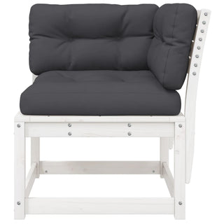 vidaXL Garden Sofa Corner with Cushions White 73x73x78 cm Solid Wood Pine - Sofa In Store