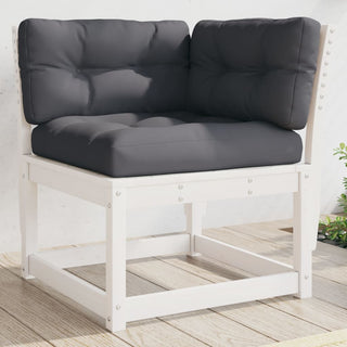 vidaXL Garden Sofa Corner with Cushions White 73x73x78 cm Solid Wood Pine - Sofa In Store