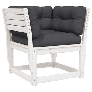 vidaXL Garden Sofa Armrest with Cushions White Solid Wood Pine - Sofa In Store