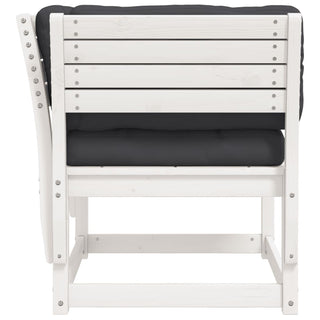 vidaXL Garden Sofa Armrest with Cushions White Solid Wood Pine - Sofa In Store