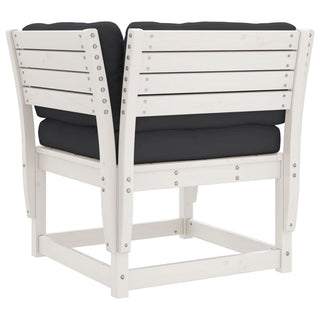 vidaXL Garden Sofa Armrest with Cushions White Solid Wood Pine - Sofa In Store