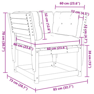 vidaXL Garden Sofa Armrest with Cushions White Solid Wood Pine - Sofa In Store
