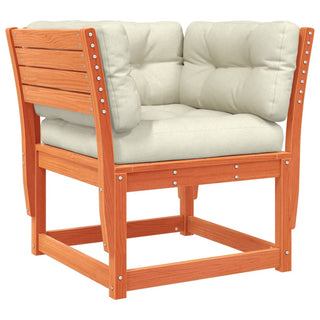 vidaXL Garden Sofa Armrest with Cushions Wax Brown Solid Wood Pine - Sofa In Store