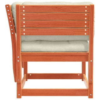 vidaXL Garden Sofa Armrest with Cushions Wax Brown Solid Wood Pine - Sofa In Store