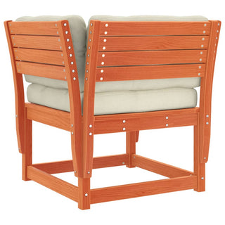 vidaXL Garden Sofa Armrest with Cushions Wax Brown Solid Wood Pine - Sofa In Store