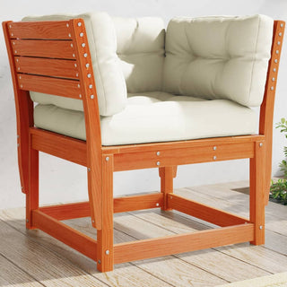 vidaXL Garden Sofa Armrest with Cushions Wax Brown Solid Wood Pine - Sofa In Store